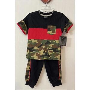 Quad Seven Toddler 24 Months Black Camo Tshirt & Sweatpants Outfit NWT! A4458